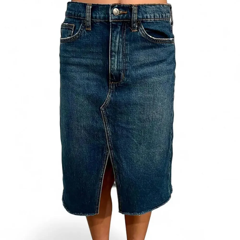 Joe’s Dark Wash Denim Midi Skirt. Size 26